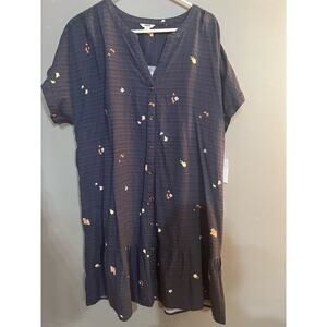 Sanoma blue dress floral embroidered NWT XL